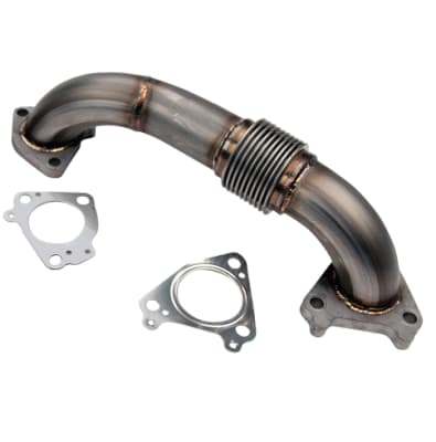 2001-2004 LB7 Duramax 2" Stainless Twin Turbo Style Pass Side Up Pipe for OEM or WCFab Manifold with Gaskets